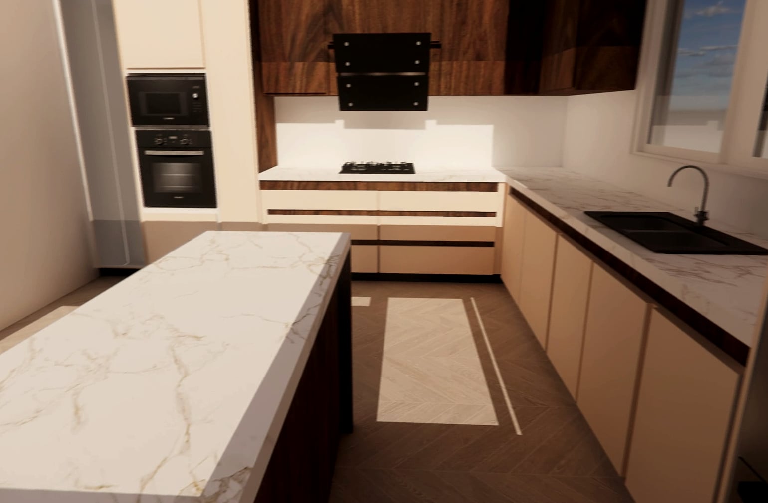 Cream & Walnut Kitchen — view 2